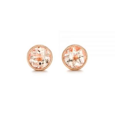 China Vintage 14K Rose Gold Natural Pink Morgan Stone Round Earring Women Wedding Earring Color and Hardness Optional for sale