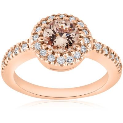 China Vintage Natural Morgan Stone Ring Round Shape 14K Rose Gold Lady's Gold Wedding Ring Optional Gold Silver Rose for sale