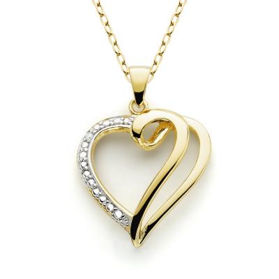 China Vintage 925 Sterling Silver Plated Yellow Necklace with a heart shaped half set with Zircon pendant is indelible for women for sale