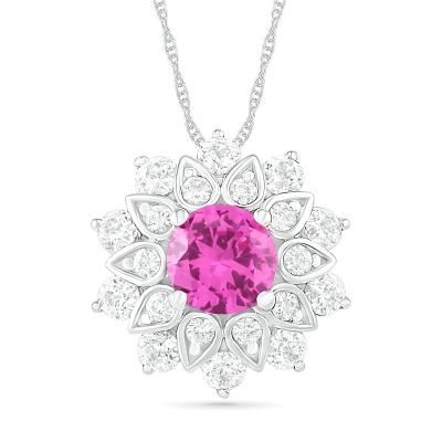 China 2022 CLASSIC Factory Custom 925 Sterling Silver Necklace Pink Corundum Flower Shape Jewelry for sale