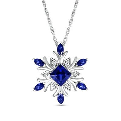 China 2022 Factory Outlet Cute CLASSIC Blue Corundum Necklace Snowflakes Shape Necklace Sterling Silver Jewelry for sale