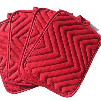 China Used as 100% Cotton Oven Mitt and Hot Pad Red Pot Holder with Pocket Hot Pad for sale