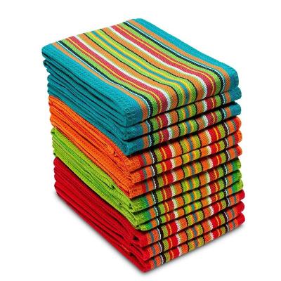 China Durable Terry Cotton Kitchen Towels Four Color Stripe for sale