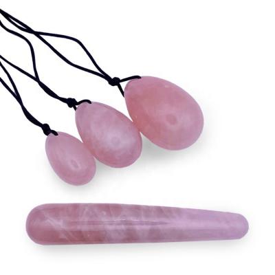 China China Rose Quartz Gemstone Yoni Egg Set 3 Eggs Muscles Massage Regression Pelvic Floor Kegel Quartz Exercises Yoni Egg for sale