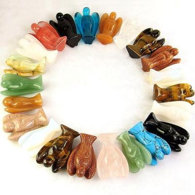 China China Wholesale Hand Carved 1.5 Inch Gemstone Crystals Angel For Praying Angel Decoration Natural Stone Figurine for sale