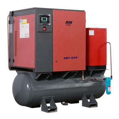 China 5.5kw Lubricated 3 In 1 Tank Mounted Screw Air Compressor 220 Liter Screw Air Compressor for sale