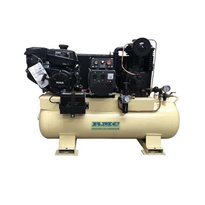 China 15cfm 181psi 42gallon tank welder generator lubricated air compressor all in one piston air compressor for sale