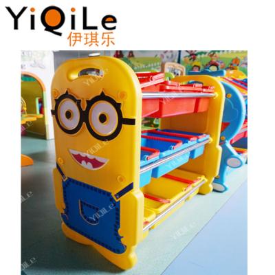 China Hot Selling Easy Clean Kids Cartoon Storage Shelf Kids Furniture Minions Toys Rack for sale