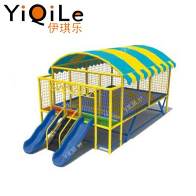 China Eco-friendly indoor soft playground kids rectangular trampoline with slide jumping mat for sale for sale