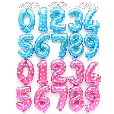 China 16 Inch Blue Letters Globos Number Balloons Heart Printing Pink Party Decoration Foil Balloons Globos for sale