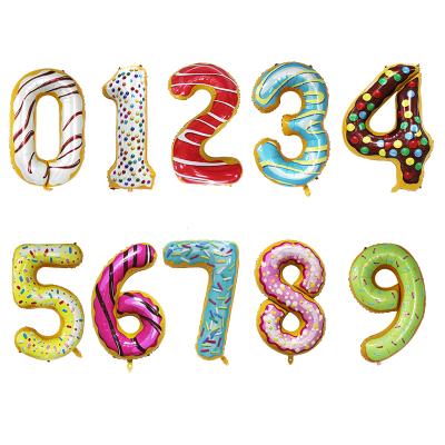 China Cute Party Decoration BLN 40 Inch Food Model Number Balloons Single Number Balloon Foil Donut Wholesale Globos for sale