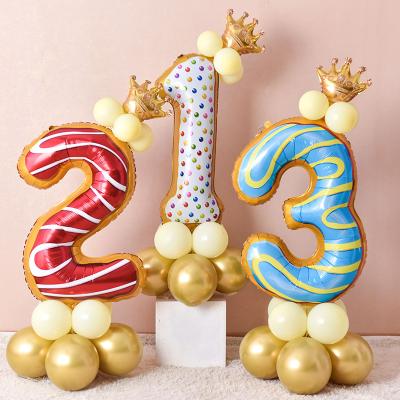 China Unique party decoration BLN factory pattern number balloons foil Globo Birthday Party Balloons 32 inch numbers globo donut for sale