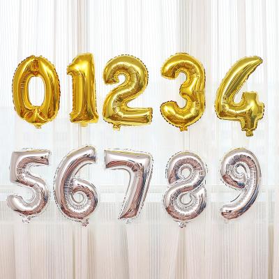 China 16 Inch Gold Silver Festival Decoration Air Digit Globos Balloon Party Decoration BLN Birthday Party Decoration Number Balloons for sale