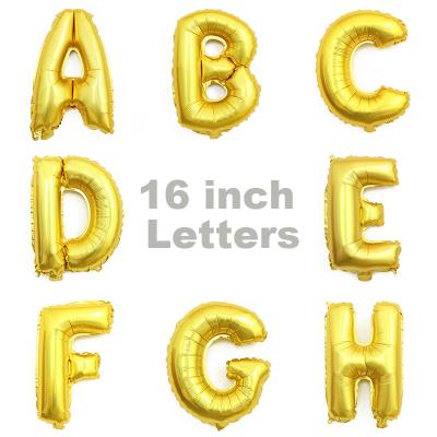 China Party Decoration 16 Inch Glorious Gold Letters Balloon Birthday Party Decoration A to Z Alphabet Foil Party Balloons for sale