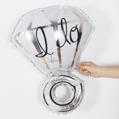 China Glorious Party Decoration Wedding I DO Ring Foil Balloons Supplier Large Diamond Ring Valentines Day Balloons silver for sale