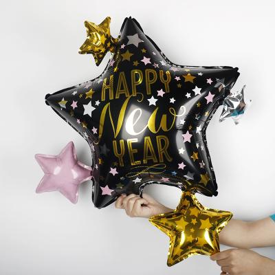 China Party Decoration Happy New Year Star Foil Balloon Meteor Happy New Year Party Decoration Globos Globos Balloon Large for sale