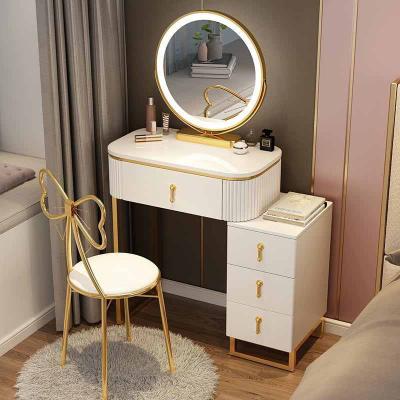 China European Personal Drawer Cabinet Dresser Vanity Furniture Bedroom Care Beauty Makeup Whiteboard With Mirror for sale