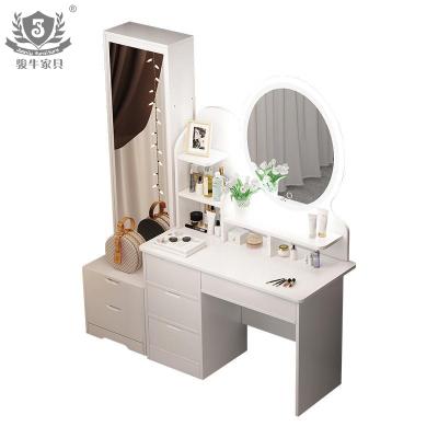 China Personal Care Personal Scandinavian Style Beauty Features Single Color Drawer Multiple Storage With Lighted Mirror Makeup Table Dressing Table for sale