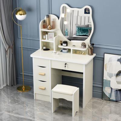 China Personal Care Bedroom Beauty Dressing Table Mirror Simple Modern Bedside Table With Lamp Dressing Table for sale