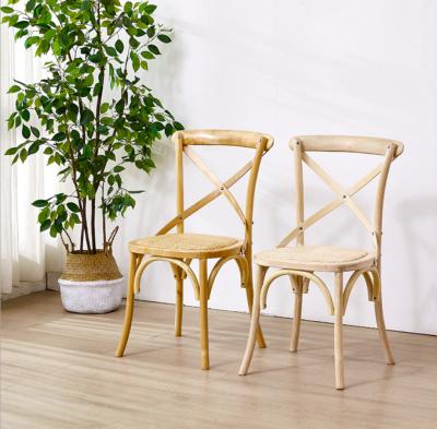 China (Other)Retro French European Style Wicker Adjustable Solid Wood Cross Wedding Back Chair Home Wedding Chair White Oak Chair for sale