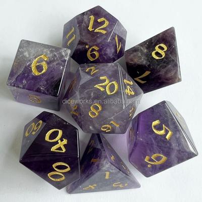 China DND Games RPG Game Amethyst Dnd Gem Stone Polyhedral Gemstone Dice for sale