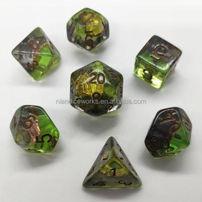 China DND /RPG games Nian diceworks put metal toys inside resin die sets for dungeons and dragons die cut game can custom koi resin dies for sale