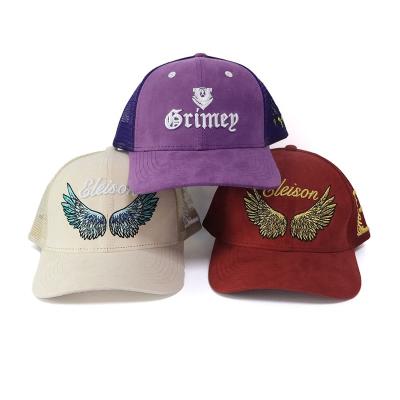 China Small COMMON MOQ Colorful Custom Your Logo High Quality 6 Panel Suede Mesh Trucker Caps Hat for sale