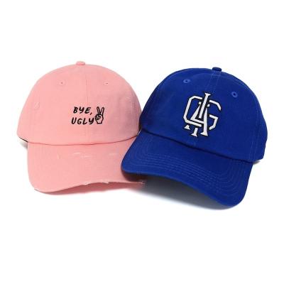 China COMMON logo 6 panel embroidery brim buckle custom good quality unstructured curved baseball hat adult unstructured plastic hat dad hats for sale