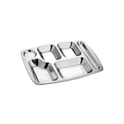 China Disposable Divided 201 Plate Stainless Steel Lunch Dinner Tray For Factory School Canteen for sale