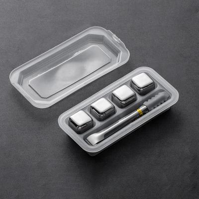 China 304 Stainless Steel Reusable Whiskey Wine Stones Stainless Steel Cooling Ice Cubes Set for sale