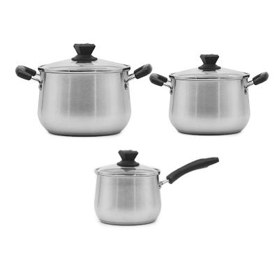 China Sustainable 3 Piece Kitchen Utensil Set Stainless Steel Soup Pot Milk Pot Induction Cooker Gas Stove Universal for sale