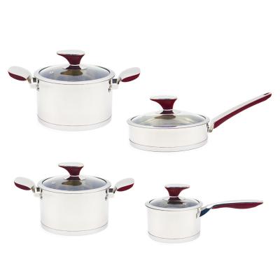 China Sustainable Set 4pcs Cookware Set Cooking Kitchen Include Soup Pot Flying Wok Stainless Steel for sale