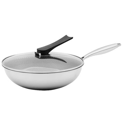 China 32/34cm Sustainable Non Coating Kitchenware Non Frying Stick Chinese Wok Pan With Lid for sale