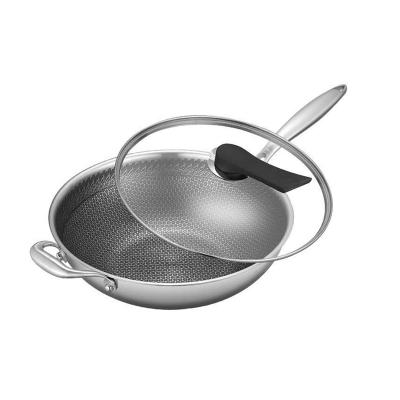 China Sustainable Manufacturer Produces High Quality 304 Stainless Steel Kitchenware 26/28CM Frying Pan Wok for sale