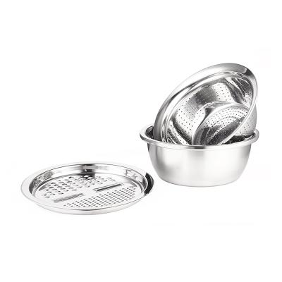 China 3 Viable In 1 Double-Layer 304 Drain Basin Sink Household Stainless Steel Vegetable Bowl for sale