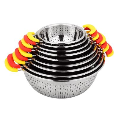 China Sustainable High Quality Multi Sizes Stainless Steel Basket With Handle For Vegetable Rice Fruit for sale