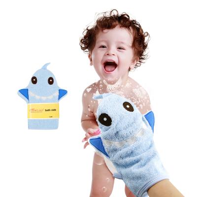 China Wholesale Custom Body Kids Cute Bath Scrub Terry Cloth Baby Shower Mitt Animal Bath Gloves For Babies Shower Decorations for sale