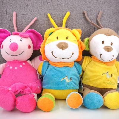 China Plush Baby Toys Bell Animal Hanging Doll Pull Cartoon Music Box Trailer Integrated Hanging for sale