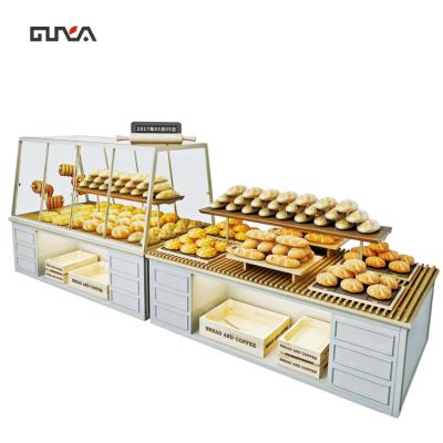 China Eco - Friendly Wooden Bread Display Rack Rack Cabinet Cake Store Furniture for sale