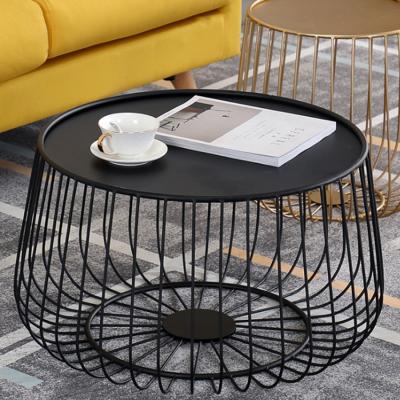 China Nordic luxury round metal pumpkin cage coffee table side table for living room for sale