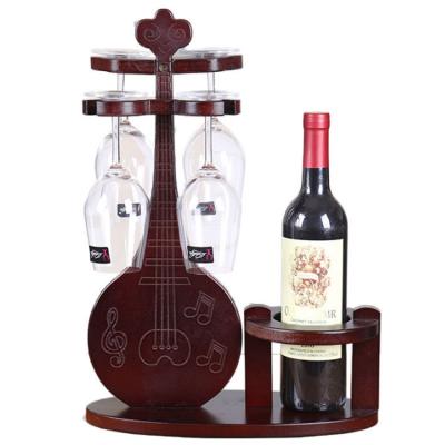 China Viable Mini Guitar Shaped Wine Rack Wine Glass Tree Stand for sale