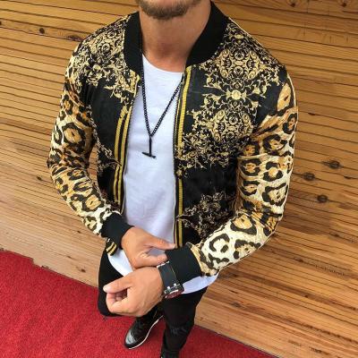 China Hot Sale Breathable Autumn Men's Amazon Clothing Fashion Slim Neck Casual Men's O Leopard Print Jackets And Coats for sale