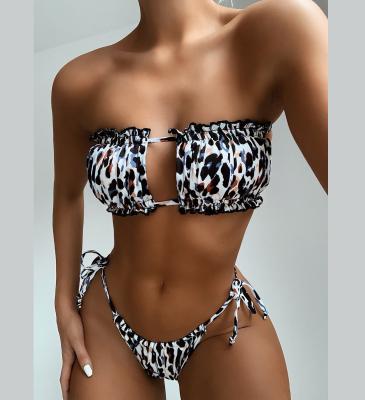 China 2022 Bandeau Women's Swimwear Women's Mini Thong Bikini Set Designer Breathable Pleated Swimsuit For Women for sale