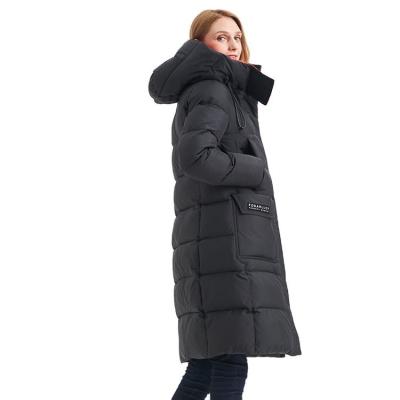 China FODARLLOY Women's Winter Down Coats Jacket Black Women's Zipper Slim Hooded Coat Female Warm Parkas Long Puffer Jacket for sale