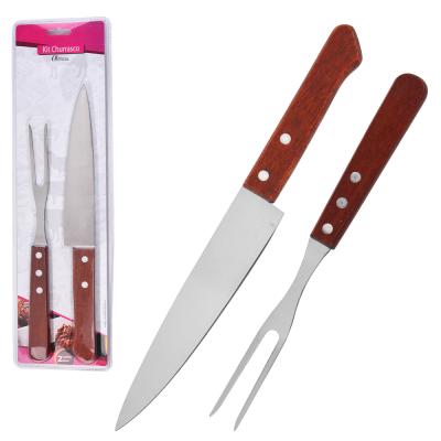 China Viable Factory Hot Sale 2 Pcs Kitchen Tool Kit Kitchen Knife Set Stainless Steel With Wooden Handle for sale