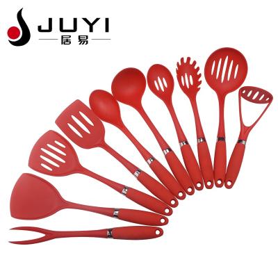 China Sustainable Wholesale 10pcs Nylon Kitchenware with Plastic Handle for sale