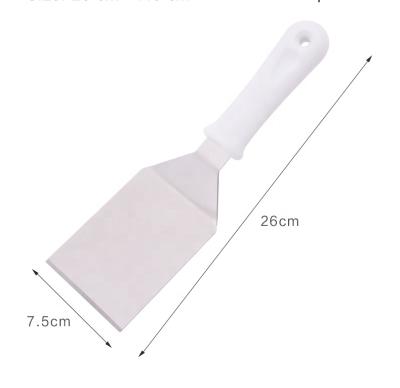 China Sustainable Size Quality 3 Inch Stainless Kitchen Utensils With Plastic Handle Kitchen Food Cooking Shovel for sale