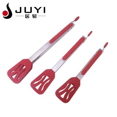 China 3 PCS Amazon Hot Selling Sustainable Food Grade Silicone Kitchen Utensil BBQ Tongs Food Heat Resistant Clip for sale