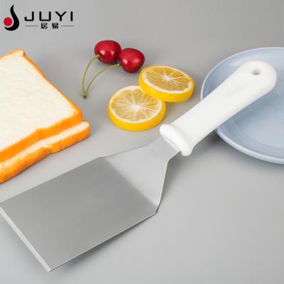 China Sustainable Food Kitchen Scraper Shovel Rectangular Pizza Steak Frying Spatula Scraper With Plastic Handle for sale