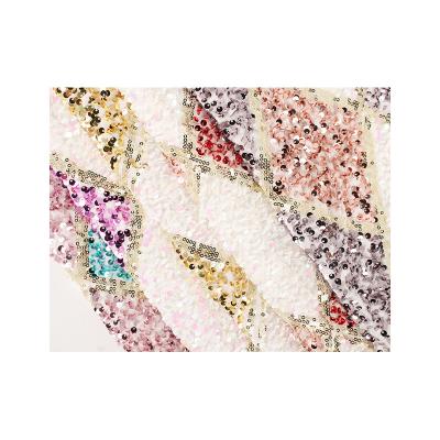 China Abrasion Resistance Type New Custom Multicolor Sequins Embroidery Shiny Sequins Fabric For Clothing Shoes for sale